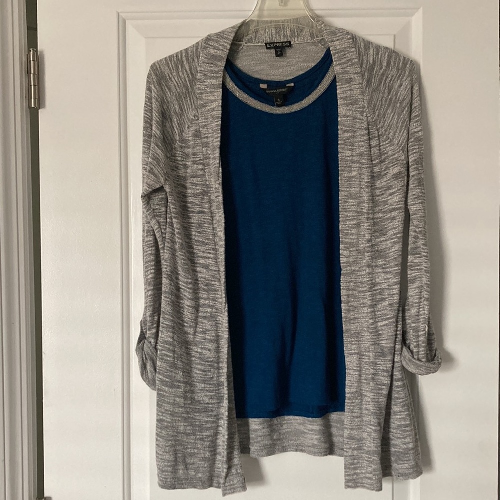Express | Gray Long Sleeve Cardigan - light weight